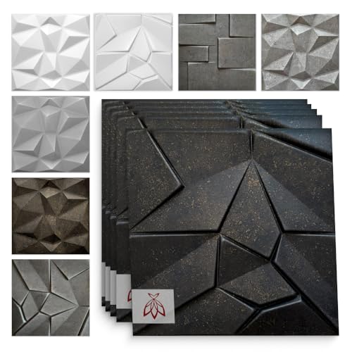 Eurodeco 3D Wandpaneele - 3D Wandverkleidung Paneele - Dekoren Deckenpaneele - Wanddeko Platten - Wandtattoos aus Polystyrol XPS Styropor - 50 x 50 cm, 3 mm Stärke, Merkur Betonoptik, 12 Stück (3m²) von Eurodeco
