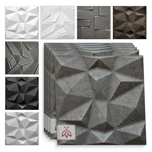 Eurodeco 3D Wandpaneele - 3D Wandverkleidung Paneele - Dekoren Deckenpaneele - Wanddeko Platten - Wandtattoos aus Polystyrol XPS - 50 x 50 cm, 3 mm Stärke, Diamant Betonoptik 42, 32 Stück (8m²) von Eurodeco