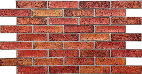 4,8qm/10 Stück 3D PVC FLIESEN Wandpaneele Wandverkleidung PVC-Verkleidung RED FIRE BRICK Steinimitat von Eurodeco