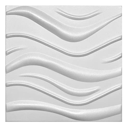 3D Wandpaneele Dekoren Wandverkleidung Deckenpaneele Platten Paneele Wanddeko Wandtattoos POLYSTYROL MATERIAL STYROPOR ARTIG 3D /5m²-20PCS Wave White 3mm stärke von Eurodeco