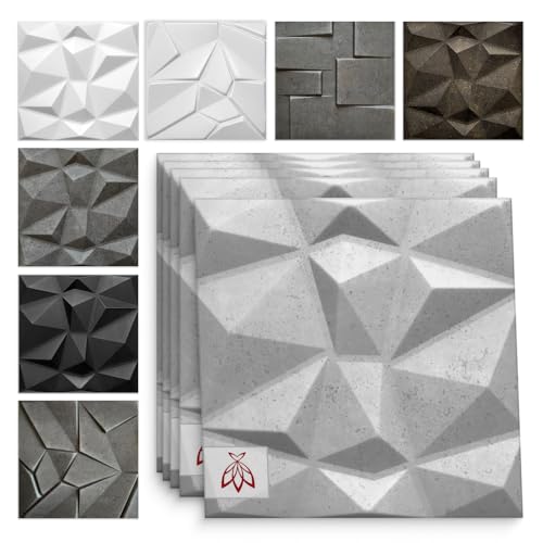 Eurodeco 3D Wandpaneele - 3D Wandverkleidung Paneele - Dekoren Deckenpaneele - Wanddeko Platten - Wandtattoos aus Polystyrol XPS Styropor - 50 x 50 cm, 3 mm Stärke, Diamant Betonoptik, 32 Stück (8m²) von Eurodeco