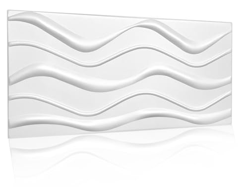 Paneele Polystyrol XPS reines Styropor – Leichte Wandverkleidung 100x50 cm – Moderne Deckenpaneele Wanddeko – Einfache Montage Big Wave Weiß .XL16m² - 32 Stück von Eurodeco