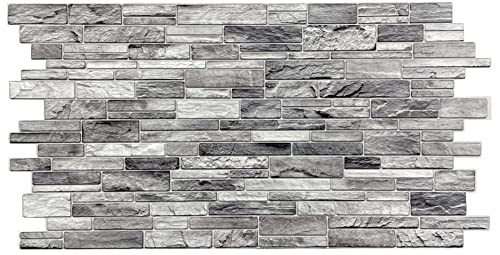 ca.6qm/15 Stück 3D Kunststoff PVC FLIESEN Wandpaneele Wandverkleidung PVC-Verkleidung 3d Paneele Grey Slate von Eurodeco