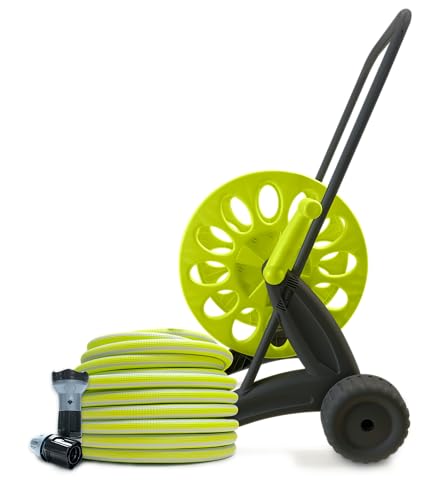 Rollenwagen + 30 Meter Gartenschlauch mit 1 Multistrahl Handbrause und 2 Schnellanschlüssen inklusive von Euroequipe