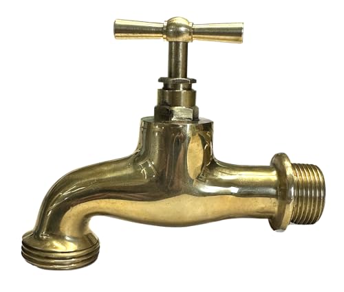 Wasserhahn aus Messing Made in Italy 1"M Gewinde Eingang 3/4" M Wasserhahn Antik glänzend Gold von Euroequipe