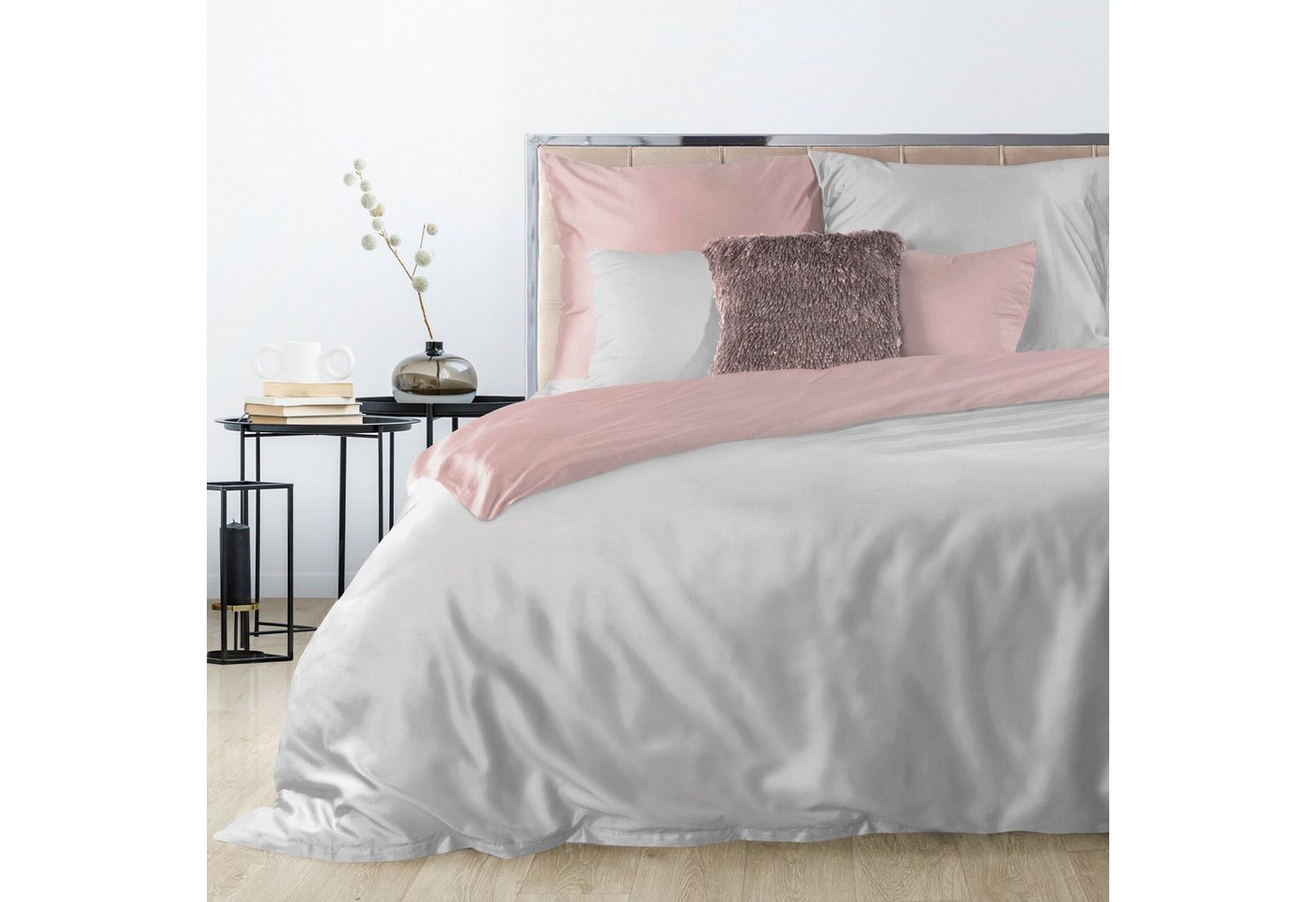 Eurofirany Bettwäsche Bettwäschegarnitur Ehebett mit Seidenglanz Makosatin Satinbaumwolle, Baumwolle, Hochwertige Bettwäsche, klassisch, musterlos von Eurofirany