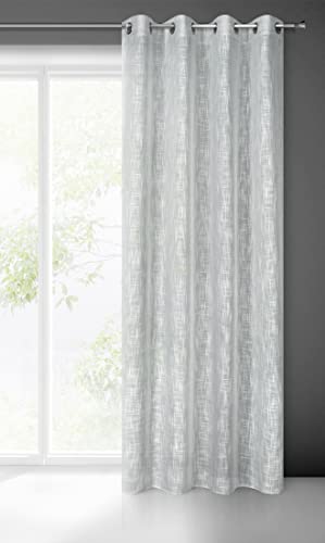 Eurofirany Leinen Optic Vorhang LIREN mit Ösen - 1Stk. - Eco Boho Natürlich Fenstergardine Wohnzimmer Schlafzimmer 140x250cm Silber von Eurofirany