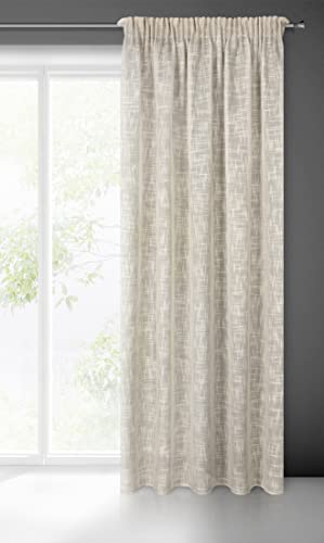 Eurofirany Leinen Optic Vorhang Rubi mit Kräuselband - 1Stk. - Eco Boho Natürlich Fenstergardine Wohnzimmer Schlafzimmer 140x270cm Beige von Eurofirany