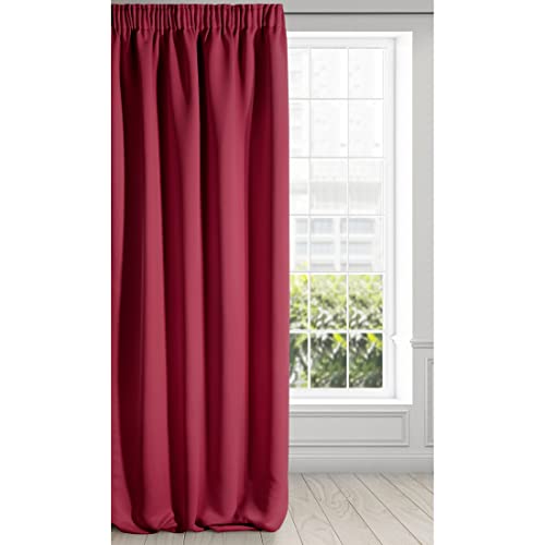 Eurofirany Logan Vorhang Blickdicht, Blackout, Satin Verdunkelungsvorhang mit Kräuselband-1 STK. Elegant, Glatt, Einfarbig, Wohnzimmer, Schlafzimmer, Rot, 135x270 cm von Eurofirany