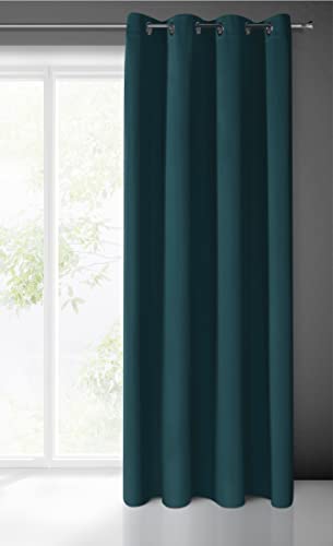 Eurofirany Logan Vorhang Blickdicht, Blackout, Satin Verdunkelungsvorhang mit Ösen-1 STK. Ösenvorhang, Elegant, Glatt, Einfarbig, Wohnzimmer, Schlafzimmer, Petrol, 135x250 cm von Eurofirany