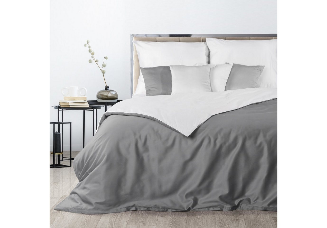 Eurofirany Bettwäsche Bettwäschegarnitur Ehebett mit Seidenglanz Makosatin Satinbaumwolle, Baumwolle, Hochwertige Bettwäsche, klassisch, musterlos von Eurofirany