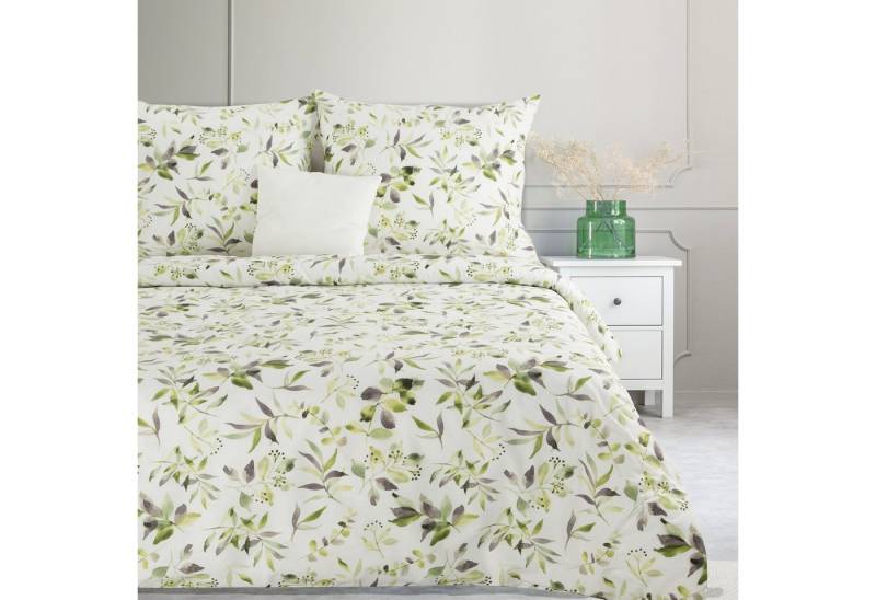 Eurofirany Bettwäsche Blumenmuster Frühling Sommer Rosa Dekorative Bettwäschegarnitur, Palmen Pflanzen 2 TLG 3 TLG von Eurofirany