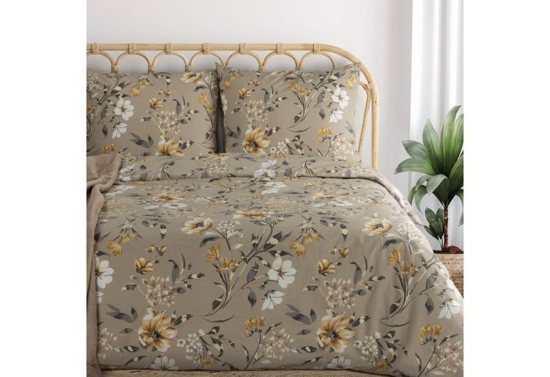 Eurofirany Bettwäsche Blumenmuster Frühling Sommer Rosa Dekorative Bettwäschegarnitur, Palmen Pflanzen 2 TLG 3 TLG von Eurofirany