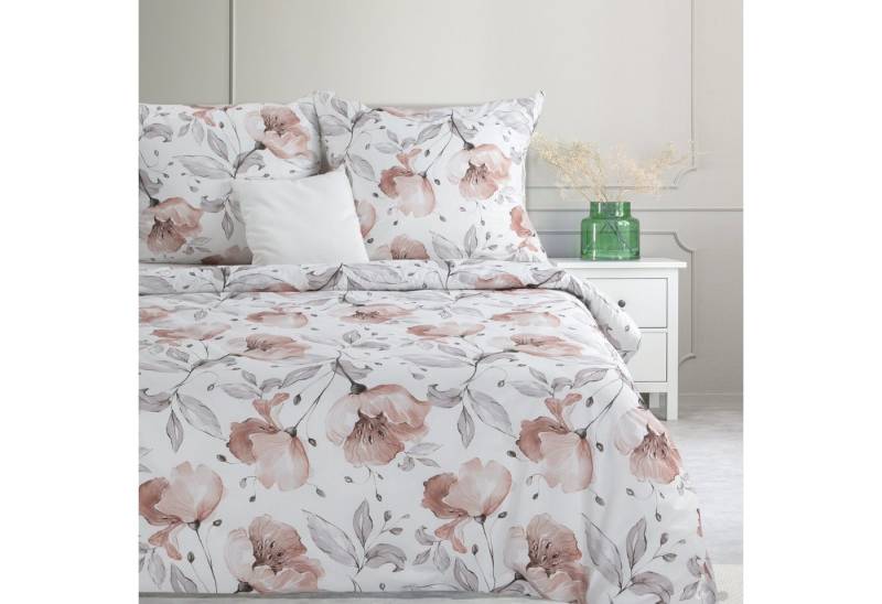 Eurofirany Bettwäsche Blumenmuster Frühling Sommer Rosa Dekorative Bettwäschegarnitur, Palmen Pflanzen 2 TLG 3 TLG von Eurofirany