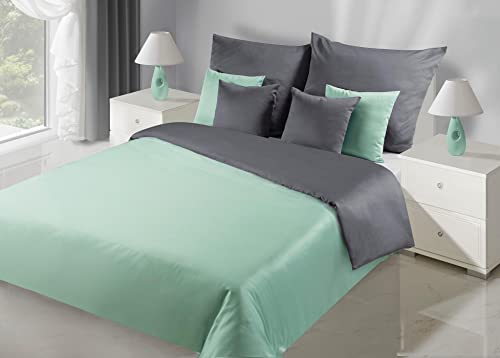 Eurofirany Bettwäsche-Sets, Mako-Satin, grün, Stahl, 220x155 Eurofirany Bettwäsche-Sets, Mako-Satin, grün, Stahl, 220x155 von Eurofirany