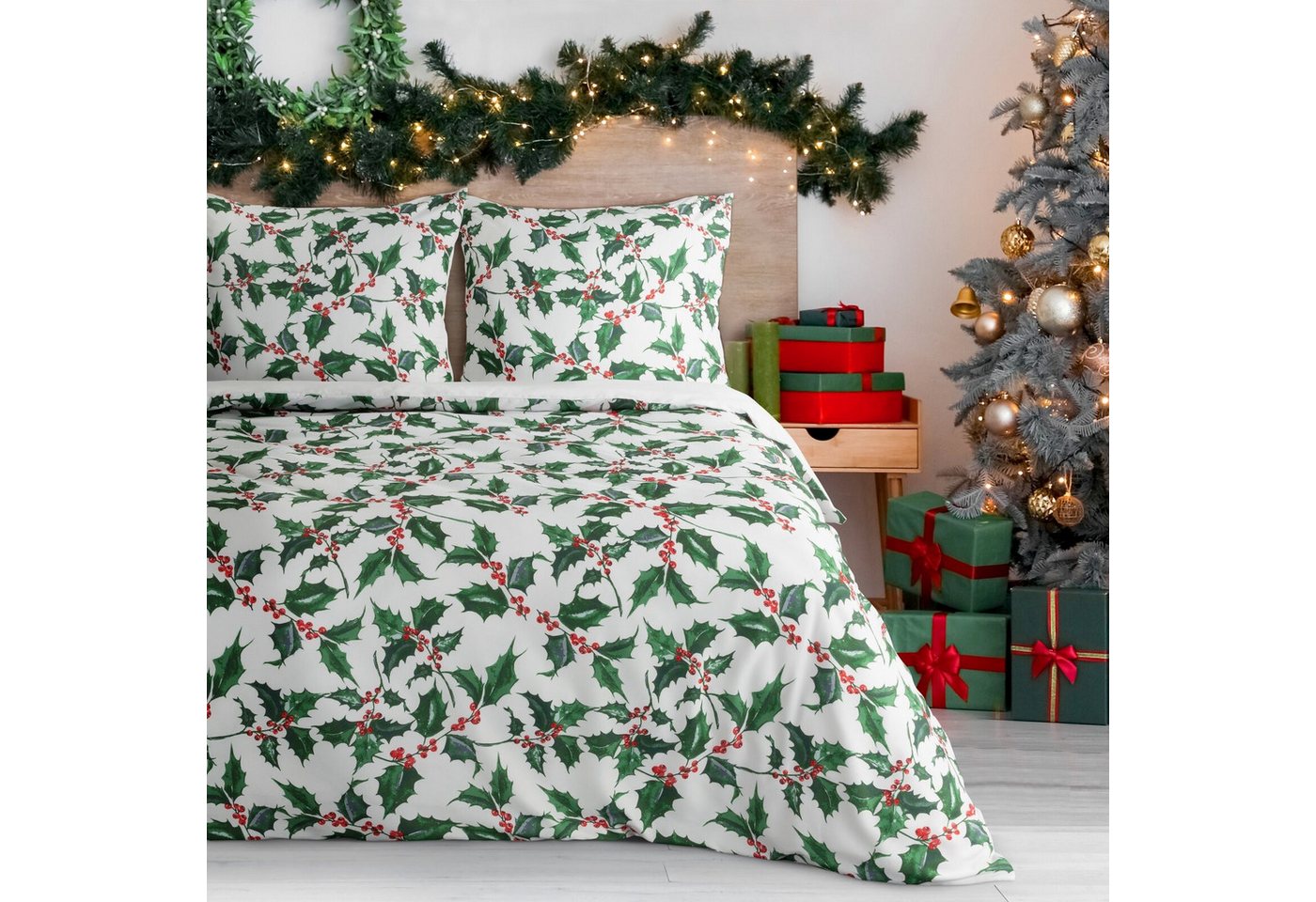 Eurofirany Bettwäsche Weihnachtsbettwäsche, Weihnachtsgeschenk Satinbaumwolle Sterne Karomuster Eurofirany Bettwäsche Weihnachtsbettwäsche, Weihnachtsgeschenk Satinbaumwolle Sterne Karomuster von Eurofirany