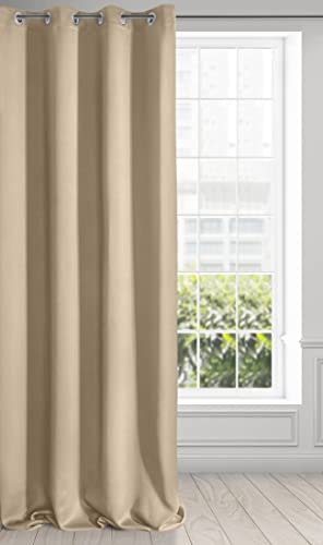 Eurofirany Logan Vorhang Blickdicht, Blackout, Satin Verdunkelungsvorhang mit Ösen-1 STK. Ösenvorhang, Elegant, Glatt, Einfarbig, Wohnzimmer, Schlafzimmer, Beige, 135x250 cm von Eurofirany