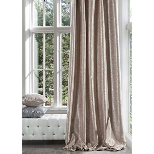 Eurofirany Blickdicht Vorhang Satin Silberdruck Kräuselband Schimmernd 230 g/m2 1 STK. Zweiseitig Glamour Wohnzimmer Schlafzimmer, Rosa+Silber, 140x270 cm von Eurofirany