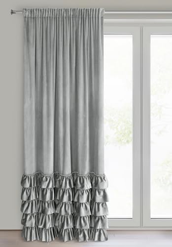 Eurofirany Carli Samtvorhang mit Rüsche, Velvet Vorhang mit Kräuselband -1 STK. Vorhang Blickdicht, Verdunkelung, Exklusiver Vorhang für Wohnzimmer, Schlafzimmer, 140x250 cm, Grau Eurofirany Carli Samtvorhang mit Rüsche, Velvet Vorhang mit Kräuselband -1 STK. Vorhang Blickdicht, Verdunkelung, Exklusiver Vorhang für Wohnzimmer, Schlafzimmer, 140x250 cm, Grau von Eurofirany