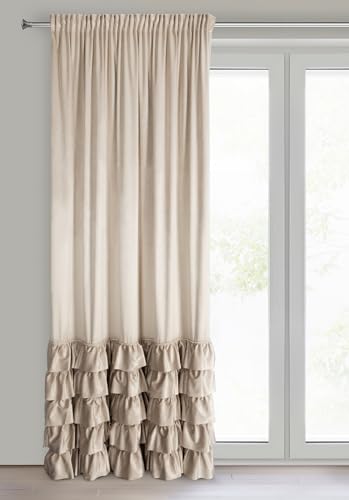 Eurofirany Carli Samtvorhang mit Rüsche, Velvet Vorhang mit Kräuselband -1 STK. Vorhang Blickdicht, Verdunkelung, Exklusiver Vorhang für Wohnzimmer, Schlafzimmer, 140x270 cm, Beige Eurofirany Carli Samtvorhang mit Rüsche, Velvet Vorhang mit Kräuselband -1 STK. Vorhang Blickdicht, Verdunkelung, Exklusiver Vorhang für Wohnzimmer, Schlafzimmer, 140x270 cm, Beige von Eurofirany