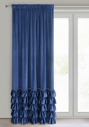 Eurofirany Carli Samtvorhang mit Rüsche, Velvet Vorhang mit Kräuselband -1 STK. Vorhang Blickdicht, Verdunkelung, Exklusiver Vorhang für Wohnzimmer, Schlafzimmer, 140x270 cm, Dunkelblue Eurofirany Carli Samtvorhang mit Rüsche, Velvet Vorhang mit Kräuselband -1 STK. Vorhang Blickdicht, Verdunkelung, Exklusiver Vorhang für Wohnzimmer, Schlafzimmer, 140x270 cm, Dunkelblue von Eurofirany