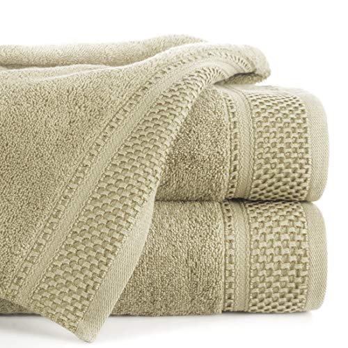 Eurofirany Carlo Badehandtuch Set Handtuch Saunahandtuch Muster – Saugstark, 100% Baumwolle 580g/m², Hochqualitativ, 3er und 6er Pack, Beige, 70X140cm, 3 von Eurofirany