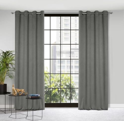 Eurofirany Carlo Schwer 340 g/m2 Blackout Vorhang mit Ösen 1 STK. Thermovorhang Blickdicht Wärmeisolierender Kälteschutz Verdunklungsgardine Abdunkeln Wohnzimmer Schlafzimmer 135x250 cm, Grau, 387005 von Eurofirany