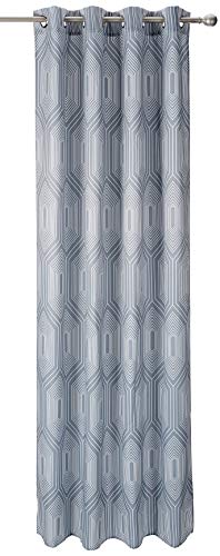 Eurofirany Diadem Vorhang Blackout Muster Ösen Trend Elegant Hochwertig Schlafzimmer Wohnzimmer, Silber + Weiß, 140x250 cm von Eurofirany