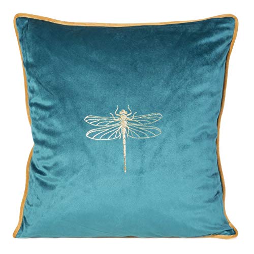 Eurofirany Elegante Kissenbezüge Dekokissen 45x45 Velvet Bezug Samt Kissenhülle Weiche Sofakissen Gold Silber Libelle Muster Biene Design Lotus (Butt2 von Eurofirany