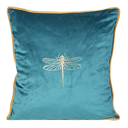 Eurofirany Elegante Kissenbezüge Dekokissen 45x45 Velvet Bezug Samt Kissenhülle Weiche Sofakissen Gold Silber Libelle Muster Biene Design Lotus (Lori von Eurofirany