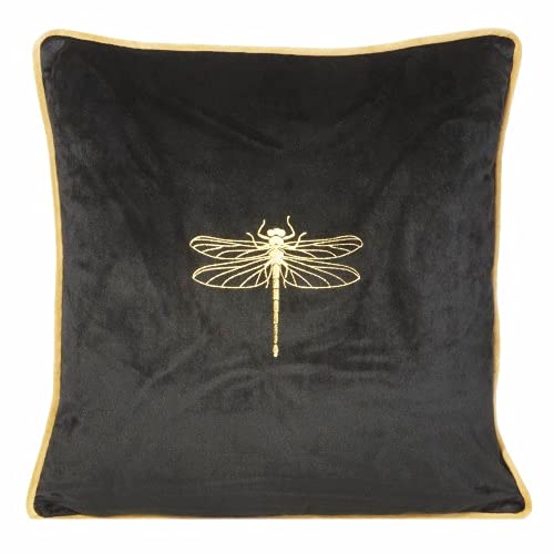 Eurofirany Elegante Kissenbezüge Dekokissen 45x45 Velvet Bezug Samt Kissenhülle Weiche Sofakissen Gold Silber Libelle Muster Biene Design Lotus (Lori von Eurofirany