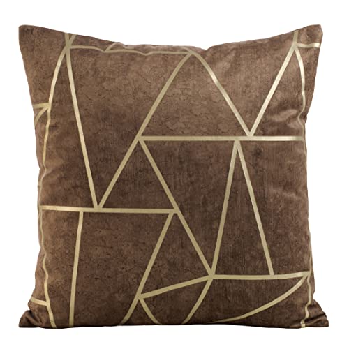 Eurofirany Elegante Velvet Kissenbezüge Dekokissen mit Aufdruck 45x45 cm Bezug Samt Kissenhülle Weiche Sofakissen, Dreieck Muster, Dunkel Braun Eurofirany Elegante Velvet Kissenbezüge Dekokissen mit Aufdruck 45x45 cm Bezug Samt Kissenhülle Weiche Sofakissen, Dreieck Muster, Dunkel Braun von Eurofirany