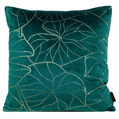 Eurofirany Elegante Velvet Kissenbezüge Dekokissen mit Aufdruck 45x45 cm Bezug Samt Kissenhülle Weiche Sofakissen, Goldene Blätter, Dunkel Türkis Eurofirany Elegante Velvet Kissenbezüge Dekokissen mit Aufdruck 45x45 cm Bezug Samt Kissenhülle Weiche Sofakissen, Goldene Blätter, Dunkel Türkis von Eurofirany