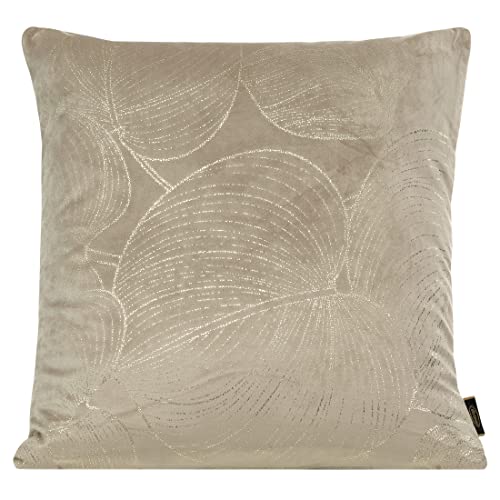 Eurofirany Elegante Velvet Kissenbezüge Dekokissen mit Aufdruck 45x45 cm Bezug Samt Kissenhülle Weiche Sofakissen, Lotus Blätter, Beige von Eurofirany