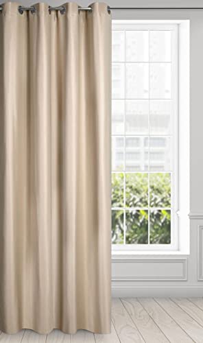 Eurofirany Essme Vorhang Glänzend Ösen Glatt Trend Elegant Hochwertig Schlafzimmer Wohnzimmer, Beige, 140X250 cm von Eurofirany