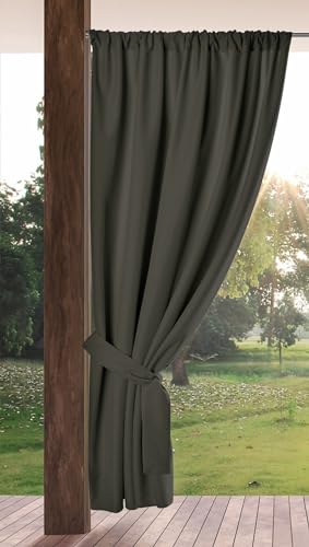 Eurofirany Garden Outdoorvorhäng mit Schlaufenschal- 1 STK. Abnehmbaren Schlaufen, Sonnenschutz Sichtschutz Winddicht Wasserdicht Vorhäng für Pavillon Terrasse Pergola, 155x200 cm, Grafit von Eurofirany