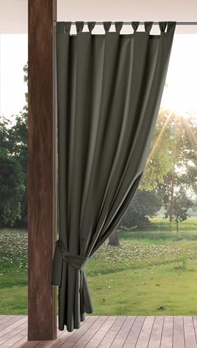 Eurofirany Garden Outdoorvorhäng mit Schlaufenschal- 1 STK. Abnehmbaren Schlaufen, Sonnenschutz Sichtschutz Winddicht Wasserdicht Vorhäng für Pavillon Terrasse Pergola, 155x260 cm, Grafit von Eurofirany