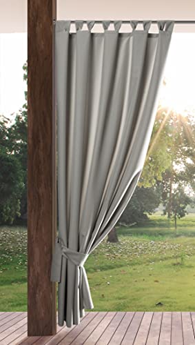 Eurofirany Garden Outdoorvorhäng mit Schlaufenschal- 1 STK. Abnehmbaren Schlaufen, Sonnenschutz Sichtschutz Winddicht Wasserdicht Vorhäng für Pavillon Terrasse Pergola, 155x260 cm, Hellgrau von Eurofirany