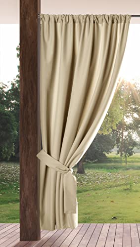 Eurofirany Garden Outdoorvorhäng mit Stangentaschen - 1 STK. Sonnenschutz Sichtschutz Winddicht Wasserdicht Outdoor Vorhäng für Pavillon Terrasse Pergola Balkon, 155x200 cm, Hellbeige von Eurofirany