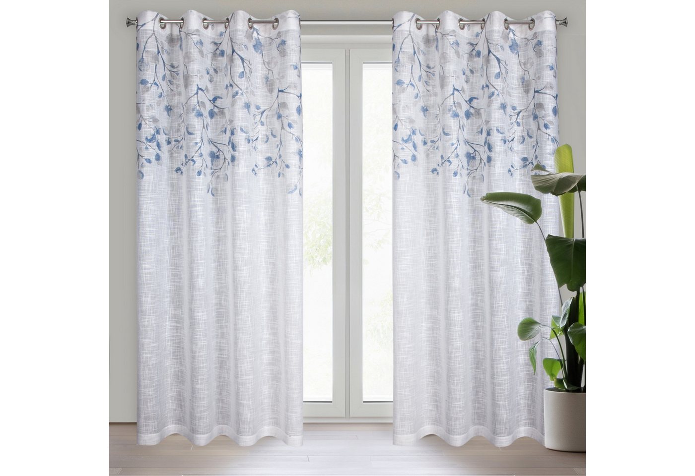 Eurofirany Gardine AIDA-Vorhang aus Etamine mit einem Blumen- oder Blättermotiven, Ösen (2 St), halbtransparent, Etamine von Eurofirany