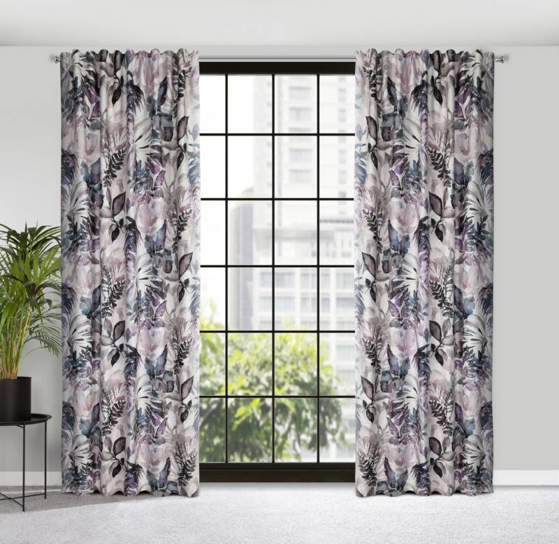 Eurofirany Gardine AIDA-Vorhang aus Etamine mit einem Blumen- oder Blättermotiven, Stangendurchzug (2 St), halbtransparent, Natürlicher Stoffstruktur von Eurofirany