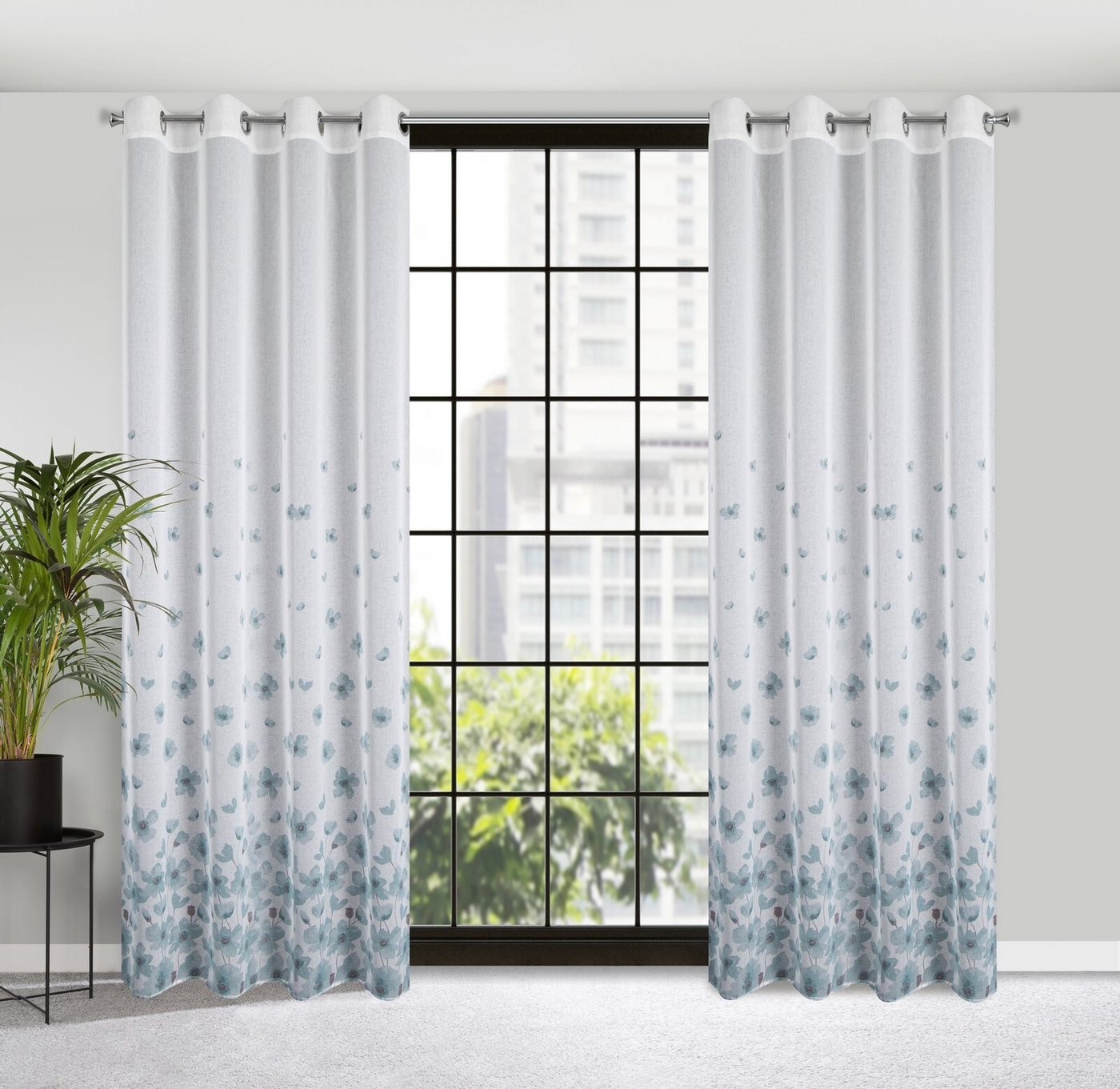 Eurofirany Gardine Landhaus Gardinen mit Blumenmuster aus Etamin Rosa Weiß Blau Bunt, Kräuselband, Durchsichtige Vorhänge Gesmuster Wohnzimmer Ösenschal Blumen Eurofirany Gardine Landhaus Gardinen mit Blumenmuster aus Etamin Rosa Weiß Blau Bunt, Kräuselband, Durchsichtige Vorhänge Gesmuster Wohnzimmer Ösenschal Blumen von Eurofirany