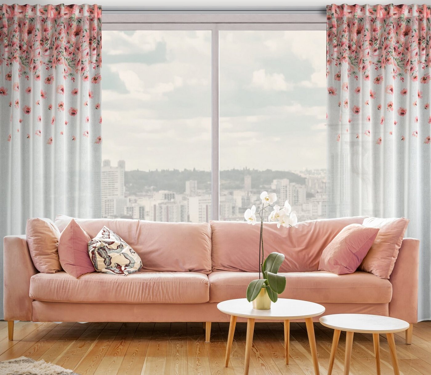Eurofirany Gardine Landhaus Gardinen mit Blumenmuster aus Etamin Rosa Weiß Blau Bunt, Kräuselband, Durchsichtige Vorhänge Gesmuster Wohnzimmer Ösenschal Blumen Eurofirany Gardine Landhaus Gardinen mit Blumenmuster aus Etamin Rosa Weiß Blau Bunt, Kräuselband, Durchsichtige Vorhänge Gesmuster Wohnzimmer Ösenschal Blumen von Eurofirany