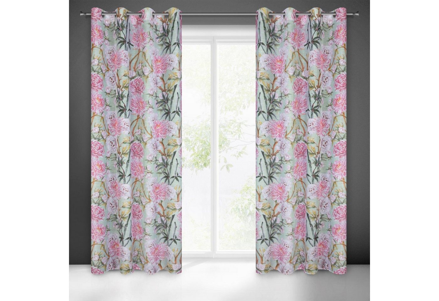 Eurofirany Gardine Landhaus Gardinen mit Blumenmuster aus Etamin Rosa Weiß Blau Bunt, Ösen, Durchsichtige Vorhänge Gesmuster Wohnzimmer Ösenschal Blumen Eurofirany Gardine Landhaus Gardinen mit Blumenmuster aus Etamin Rosa Weiß Blau Bunt, Ösen, Durchsichtige Vorhänge Gesmuster Wohnzimmer Ösenschal Blumen von Eurofirany