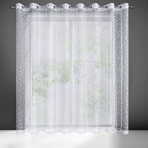 Eurofirany Gardine Vorhang Transparent aus unregelmäßigem Netz mit Ösen - 1 STK. Fischnetz Durchsichtig Schlafzimmer Wohnzimmer Lounge von Eurofirany