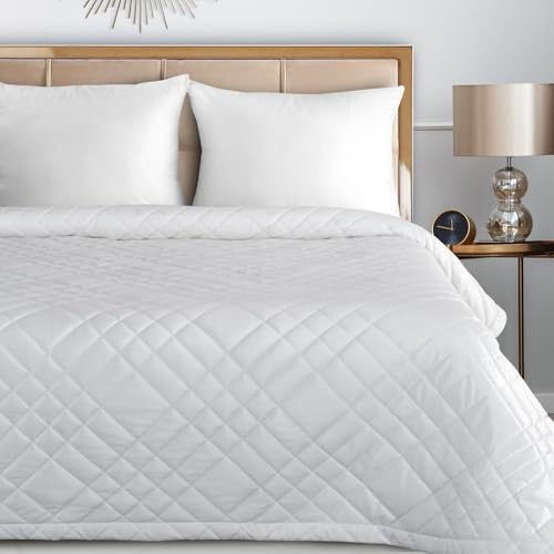 Eurofirany Gesteppte Tagesdecke RIA6 Velours für Doppelbett weiß 200 x 220 cm von Eurofirany