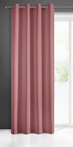 Eurofirany Rita Vorhang Gardine Glatt Schlicht Einfarbig-8 Ösen Modern Schlafzimmer Wohnzimmer Lounge Kinderzimmer 1 Stück Einzeln, Polyester, Dunkelrosa, 140 x 250cm von Eurofirany