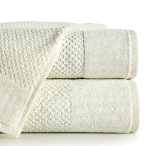 Eurofirany Handtuch Baumwolle Weich Schlicht Frottee Bordüre Set 3-er Pack Oeko-Tex, Creme, 70X140 cm von Eurofirany