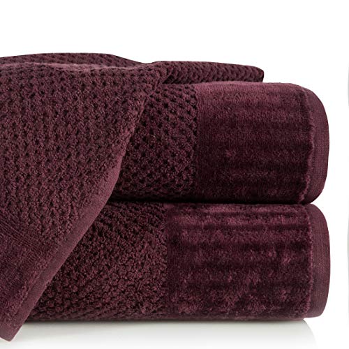 Eurofirany Handtuch Baumwolle Weich Schlicht Frottee Bordüre Set 6-er Pack Oeko-Tex, Bordeaux, 50X90 cm von Eurofirany