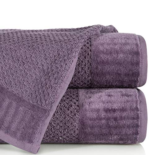 Eurofirany Handtuch Baumwolle Weich Schlicht Frottee Bordüre Set 6-er Pack Oeko-Tex, Violett, 50X90 cm von Eurofirany